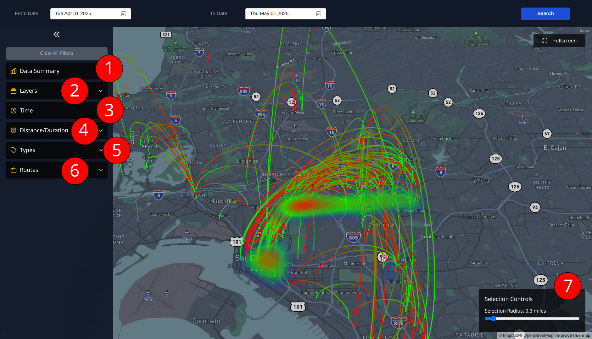 Journeys Map Interface